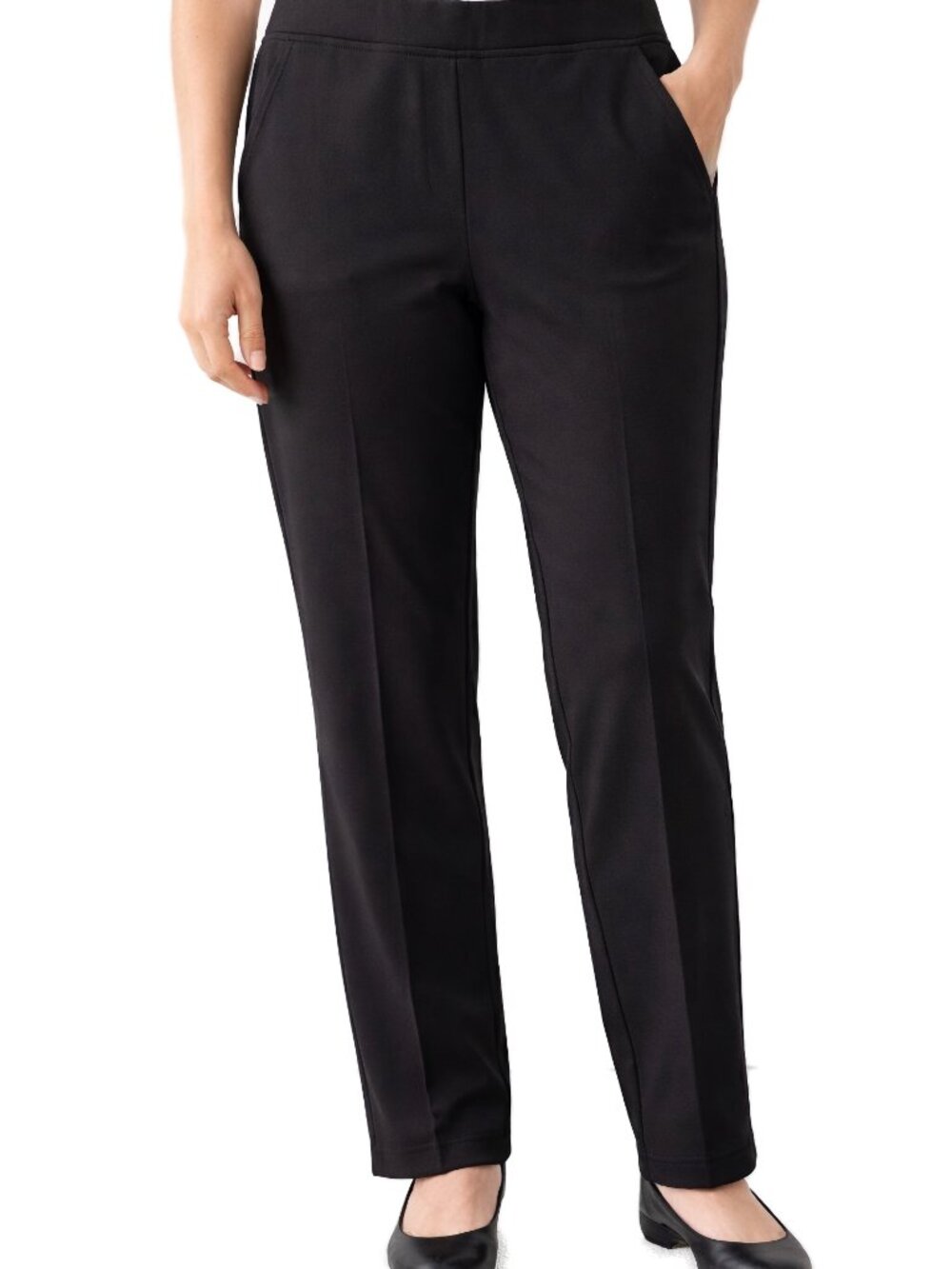 Denim & Co Active Black Pants Slim Straight Pull On Stretch Pockets XL